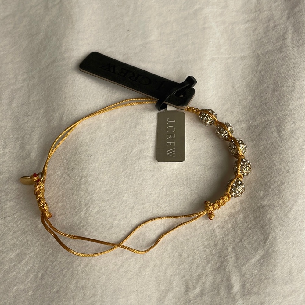 J. CREW STUDDED GEMSTONE STRING CORD DRAWSTRING BRACELET